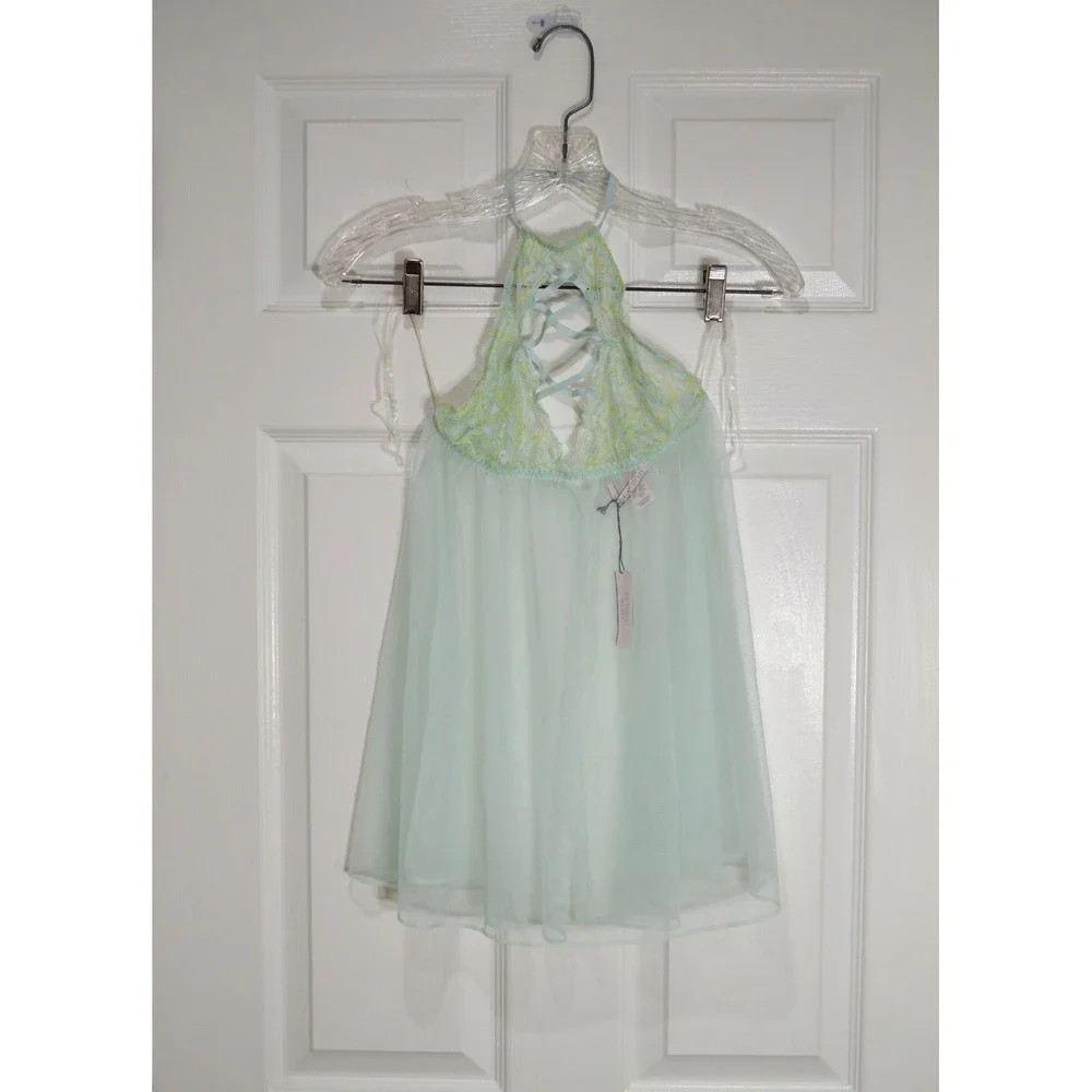 NWT Victoria's Secret Chemise / Lingerie Mint Green, Sheer, Lace, Size XS
